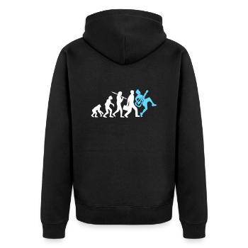 Gitarre Evolution Spielen Bassist Gitarrist Musik - Unisex Premium Bio Zip Hoodie - Schwarz - Hinten - Nico (187cm)