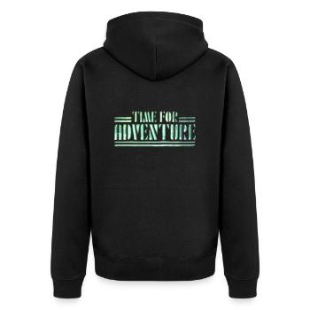 Time for Adventure - Unisex Premium Organic Zip Hoodie - black - Back - Nico (187cm)