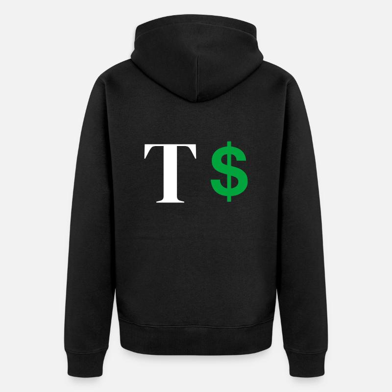 Lettre t dollar - Veste à capuche bio Premium Unisexe - noir