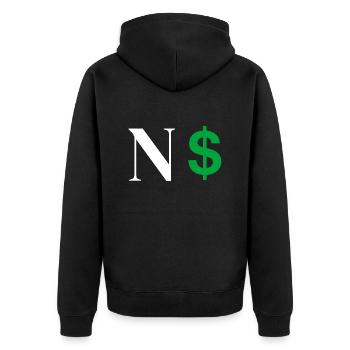 Buchstabe n Dollar - Unisex Premium Bio Zip Hoodie - Schwarz - Hinten - Nico (187cm)