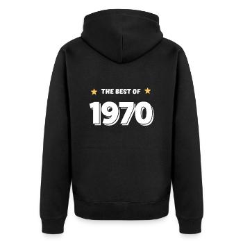 Das Beste von 1970 - Unisex Premium Bio Zip Hoodie - Schwarz - Hinten - Nico (187cm)