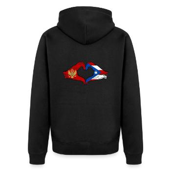 Montenegro Costa Rica flag hands heart shape used - Unisex Premium Organic Zip Hoodie - black - Back - Nico (187cm)