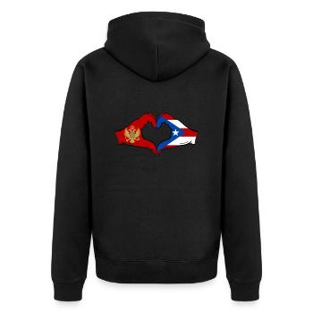 Montenegro Costa Rica Flag Hands Heart Shape - Unisex Premium Organic Zip Hoodie - black - Back - Nico (187cm)