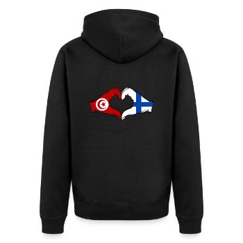 Tunisie Finlande Drapeau Mains Coeur Forme - Veste à capuche bio Premium Unisexe - noir - Dos - Nico (187cm)