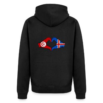 Tunisie Islande Drapeau Mains Coeur Forme - Veste à capuche bio Premium Unisexe - noir - Dos - Nico (187cm)