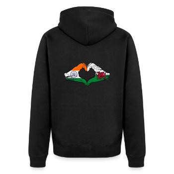 Drapeau de l’Inde Pays de Galles mains forme de coeur utilisé - Veste à capuche bio Premium Unisexe - noir - Dos - Nico (187cm)