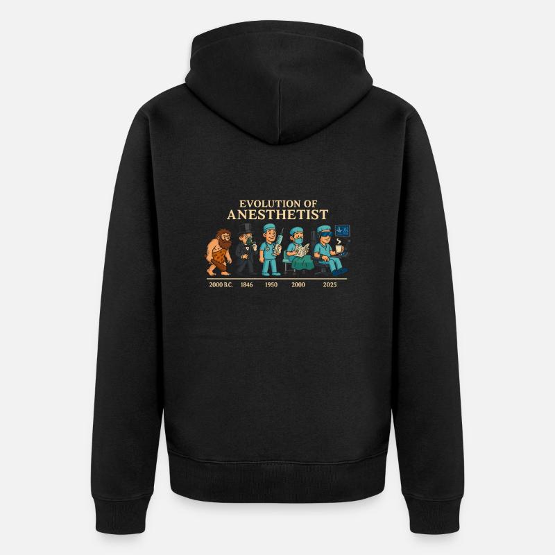 Evolution der Anästhesisten - Unisex Premium Bio Zip Hoodie - Schwarz