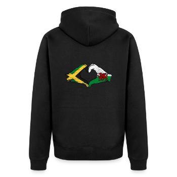 Jamaïque Pays de Galles drapeau mains forme de coeur utilisé - Veste à capuche bio Premium Unisexe - noir - Dos - Nico (187cm)