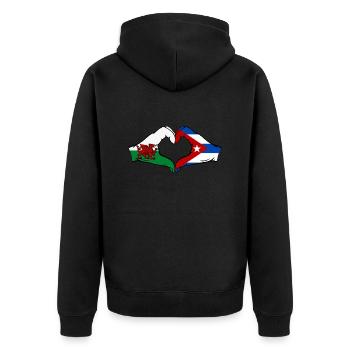 Pays de Galles Cuba Drapeau Mains Coeur Forme - Veste à capuche bio Premium Unisexe - noir - Dos - Nico (187cm)