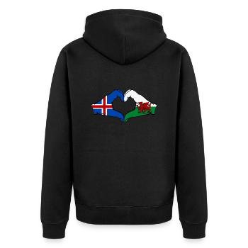 Islande Pays de Galles Drapeau Mains Coeur Forme - Veste à capuche bio Premium Unisexe - noir - Dos - Nico (187cm)