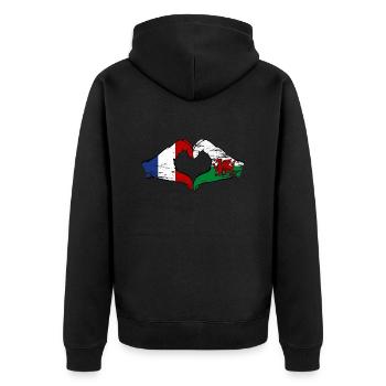France Drapeau Pays de Galles mains forme coeur utilisé - Veste à capuche bio Premium Unisexe - noir - Dos - Nico (187cm)