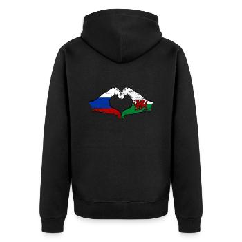 Russie Drapeau Pays de Galles mains forme de coeur utilisé - Veste à capuche bio Premium Unisexe - noir - Dos - Nico (187cm)