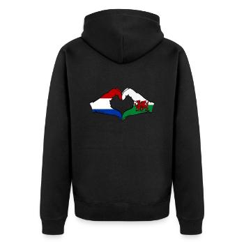 Holland Wales Flag Hands Heart Shape - Unisex Premium Organic Zip Hoodie - black - Back - Nico (187cm)