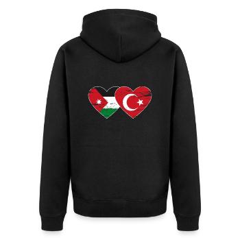 Jordanie Turquie Drapeau Coeur Utilisé - Veste à capuche bio Premium Unisexe - noir - Dos - Nico (187cm)