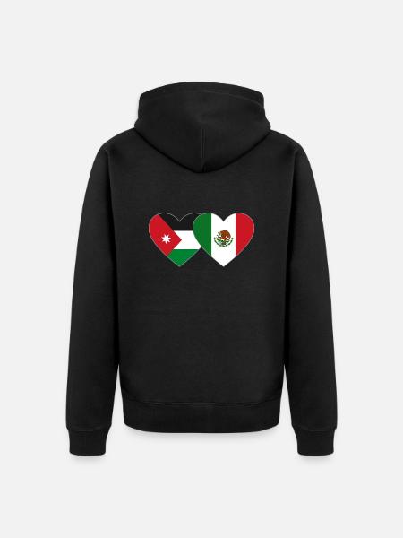 Jordan Mexico Flag Heart - Unisex Premium Organic Zip Hoodie - black