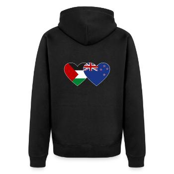 Palestine New Zealand Flag Heart - Unisex Premium Organic Zip Hoodie - black - Back - Nico (187cm)