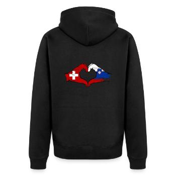 Suisse Slovénie drapeau mains forme de coeur utilisé - Veste à capuche bio Premium Unisexe - noir - Dos - Nico (187cm)