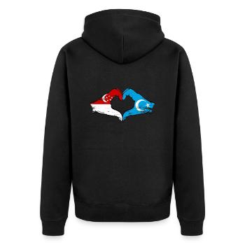 Drapeau ouïghour de Singapour mains en forme de coeur utilisé - Veste à capuche bio Premium Unisexe - noir - Dos - Nico (187cm)