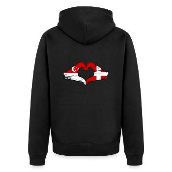 Singapour Danemark drapeau mains forme de coeur utilisé - Veste à capuche bio Premium Unisexe - noir - Dos - Nico (187cm)