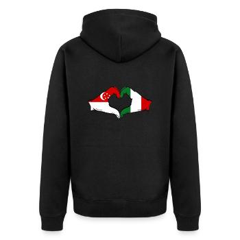Singapore Italy Flag Hands Heart Shape - Unisex Premium Organic Zip Hoodie - black - Back - Nico (187cm)