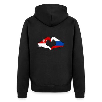 Singapour Russie Drapeau Mains Coeur Forme - Veste à capuche bio Premium Unisexe - noir - Dos - Nico (187cm)