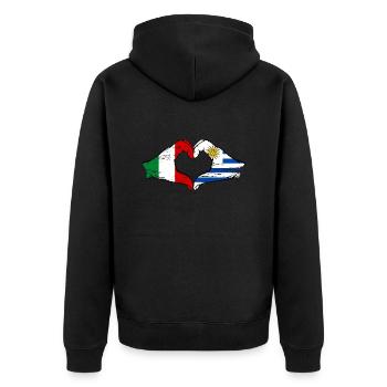Italy Uruguay Flag Hands Heart Shape Used - Unisex Premium Organic Zip Hoodie - black - Back - Nico (187cm)