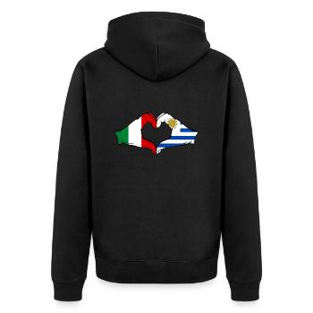 Italien Uruguay Flagge Hände Herzform - Unisex Premium Bio Zip Hoodie - Schwarz - Hinten - Nico (187cm)