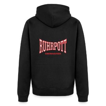 Ruhrpott Oberhausen - Unisex Premium Bio Zip Hoodie - Schwarz - Hinten - Nico (187cm)