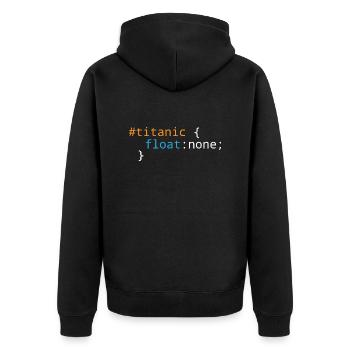 Css Puns - Titanic - Unisex Premium Organic Zip Hoodie - black - Back - Nico (187cm)