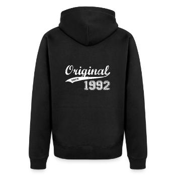 1992 - Unisex Premium Bio Zip Hoodie - Schwarz - Hinten - Nico (187cm)