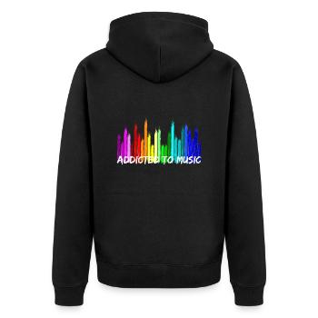 Addicted to Music Equalizer Sound Regler - Unisex Premium Bio Zip Hoodie - Schwarz - Hinten - Nico (187cm)