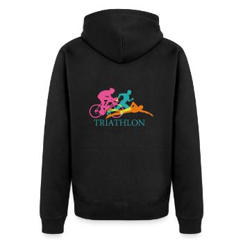 Triathlon - Unisex Premium Organic Zip Hoodie - black - Back - Nico (187cm)