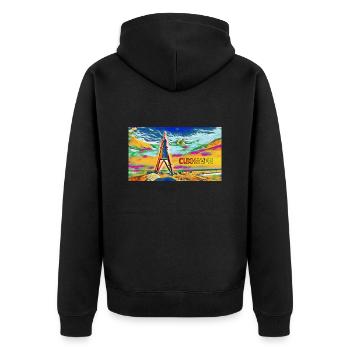 Cuxhaven Kugelbake - Unisex Premium Bio Zip Hoodie - Schwarz - Hinten - Nico (187cm)