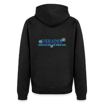 winter eisbaden minus grad eisbader eis und heiß - Unisex Premium Bio Zip Hoodie - Schwarz - Hinten - Nico (187cm)