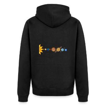 Sonnensystem - Unisex Premium Bio Zip Hoodie - Schwarz - Hinten - Nico (187cm)