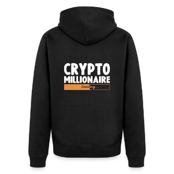 Crypto Millionaire Loading Lustige Bitcoin Ethereum - Unisex Premium Bio Zip Hoodie - Schwarz - Hinten - Nico (187cm)