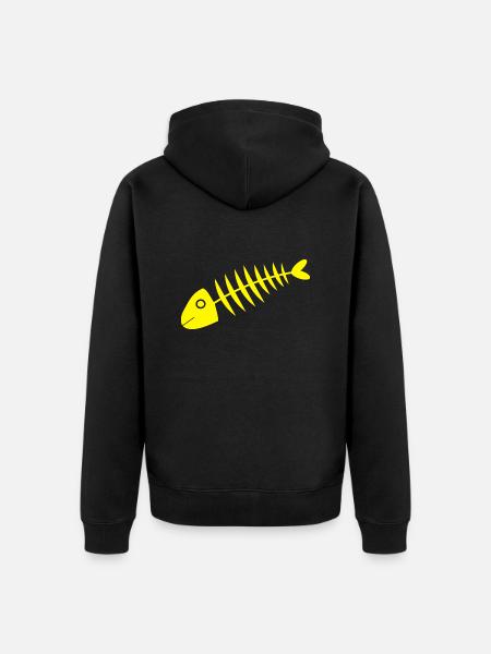 yellow fish comic fish - Unisex Premium Organic Zip Hoodie - black