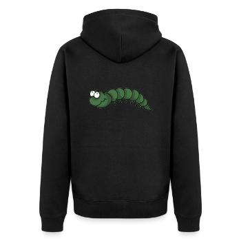 Raupe - Unisex Premium Bio Zip Hoodie - Schwarz - Hinten - Nico (187cm)