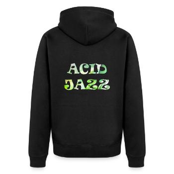 Retro Acid Jazz Funk - Unisex Premium Bio Zip Hoodie - Schwarz - Hinten - Nico (187cm)