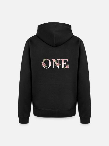 One - Unisex Premium Organic Zip Hoodie - black