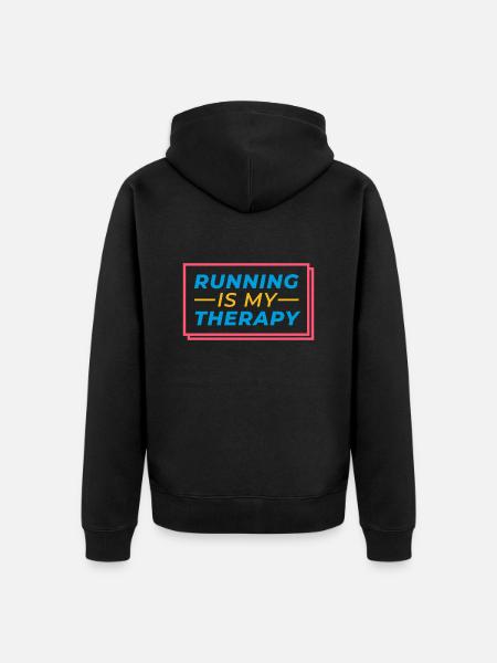 running is my therapy - Unisex Premium Organic Zip Hoodie - black