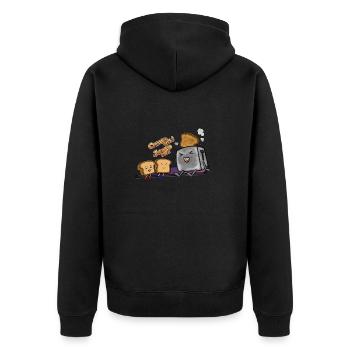 Kawaii-Toastmit witzigem Spruch - Unisex Premium Bio Zip Hoodie - Schwarz - Hinten - Nico (187cm)