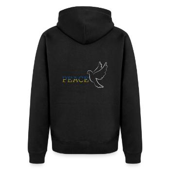 Ukraine Sieg - Unisex Premium Bio Zip Hoodie - Schwarz - Hinten - Nico (187cm)