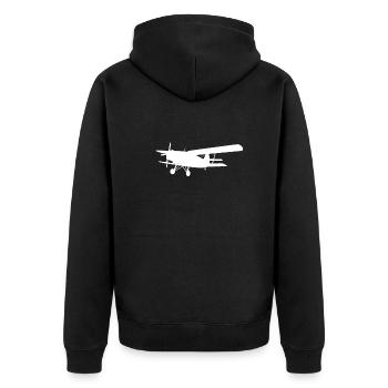 Avion biplan, silhouette - Veste à capuche bio Premium Unisexe - noir - Dos - Nico (187cm)