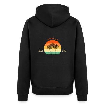 Surf Paradise - Unisex Premium Bio Zip Hoodie - Schwarz - Hinten - Nico (187cm)