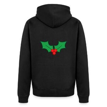 Christmas holly brings good luck - Unisex Premium Organic Zip Hoodie - black - Back - Nico (187cm)