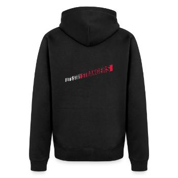 lets stay strangers quote - Unisex Premium Organic Zip Hoodie - black - Back - Nico (187cm)