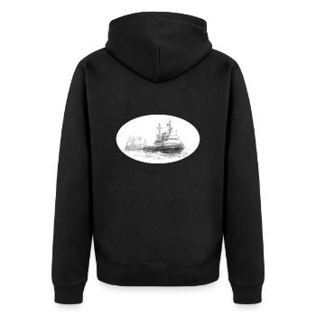 Sea tug with trailer - Unisex Premium Organic Zip Hoodie - black - Back - Nico (187cm)