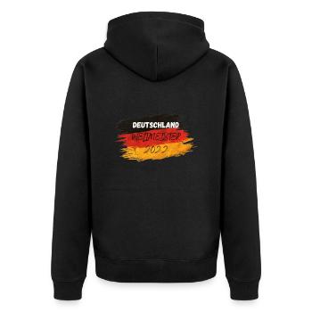 DEUTSCHLAND - Unisex Premium Bio Zip Hoodie - Schwarz - Hinten - Nico (187cm)