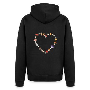 Steinpilze | Pfifferling | Champignons - Unisex Premium Bio Zip Hoodie - Schwarz - Hinten - Nico (187cm)